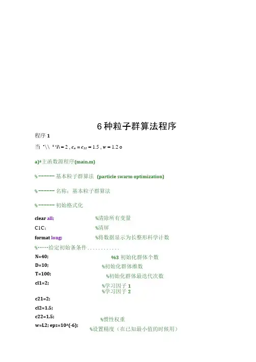 6种粒子群算法程序