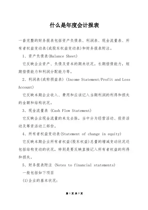 什么是年度会计报表