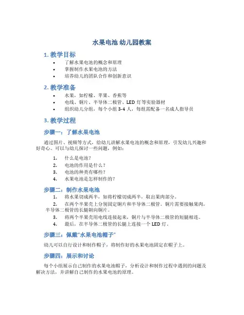 水果电池 幼儿园教案