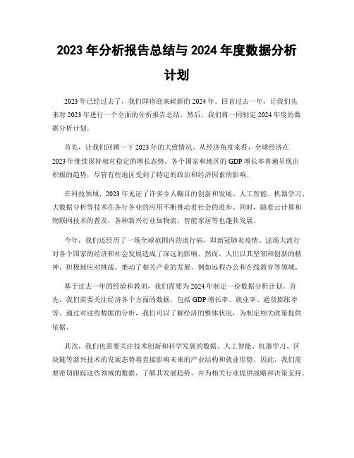 2023年分析报告总结与2024年度数据分析计划