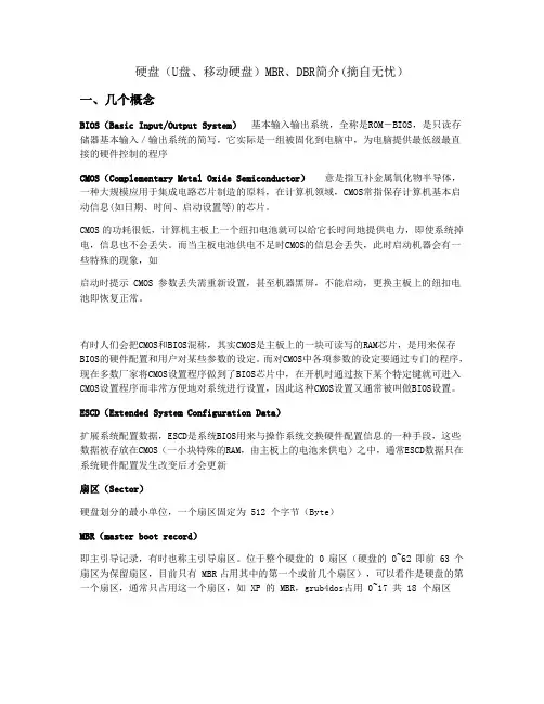 硬盘(U盘、移动硬盘)MBR、DBR简介