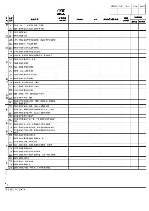 7S管理检查表