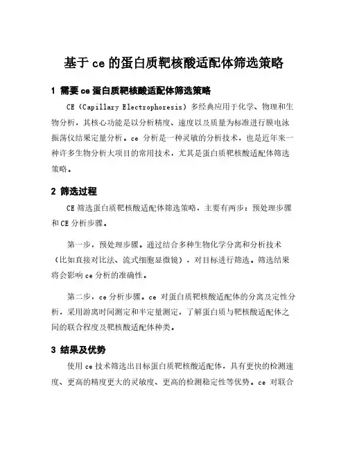 基于ce的蛋白质靶核酸适配体筛选策略