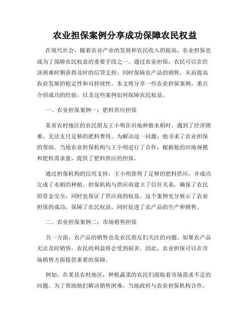 农业担保案例分享成功保障农民权益
