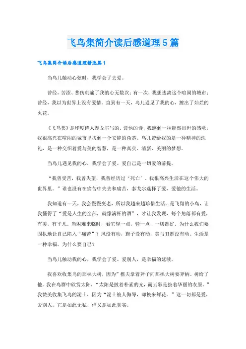 飞鸟集简介读后感道理5篇