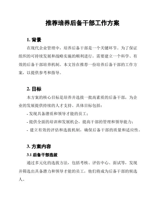 推荐培养后备干部工作方案