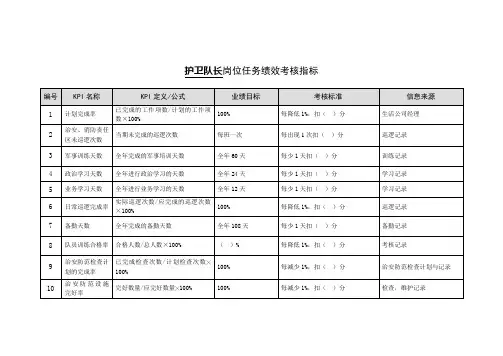 某能源集团护卫队长绩效考核标准