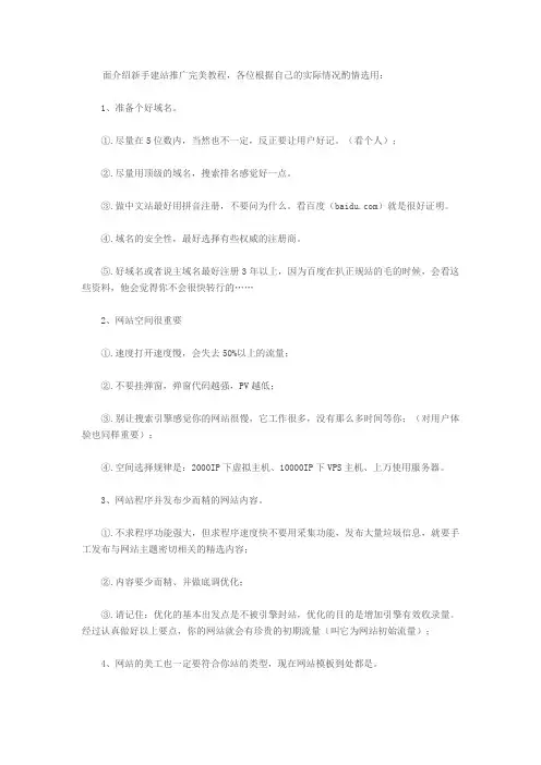 网站推广教程完整版(新手推广100招)