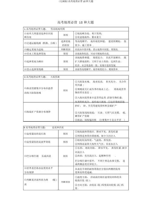 (完整版)高考地理必背18种大题
