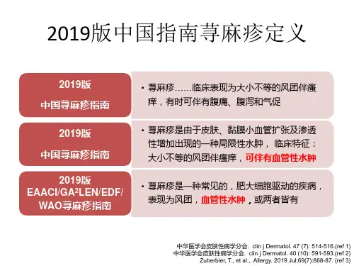 简化2019中国荨麻疹指南 20页PPT文档