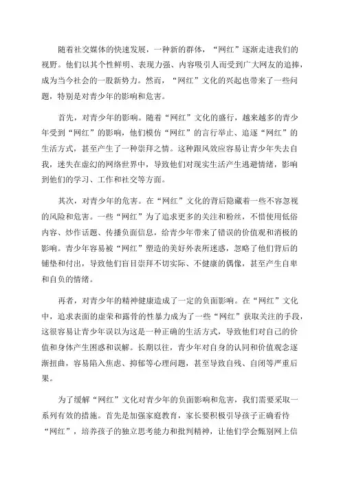 “网红”发展对青少年的影响及危害