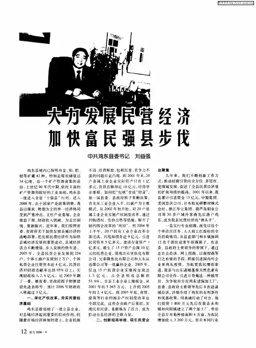 大力发展民营经济 加快富民强县步伐
