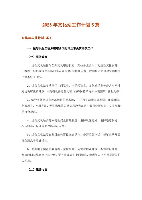 2023年文化站工作计划5篇