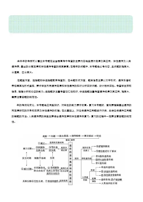 2019届高考生物二轮复习专题7：遗传的基本规律和人类遗传病Word版含答案