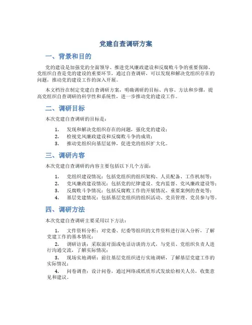 党建自查调研方案