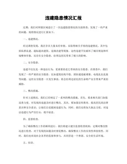 违建隐患情况汇报