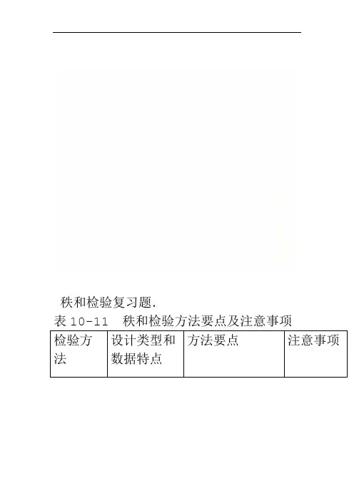 秩和检验复习题