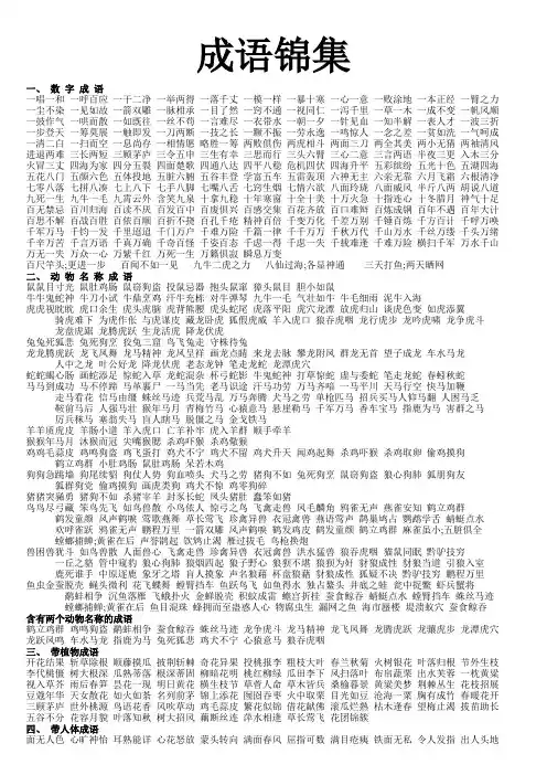 小学级分类成语大全