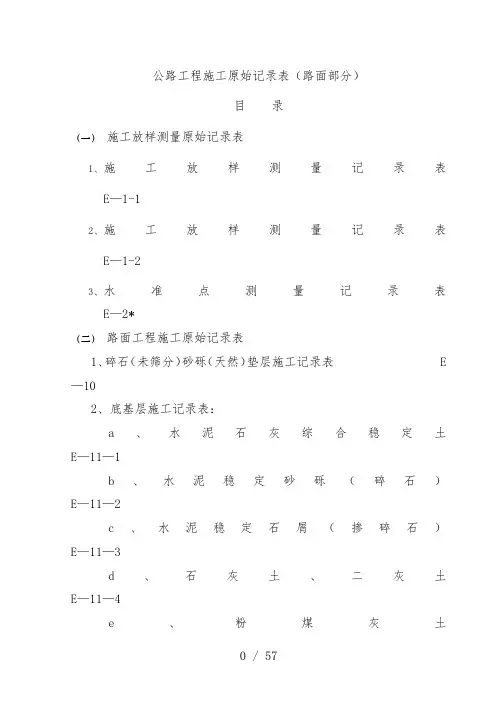 公路工程施工原始记录表