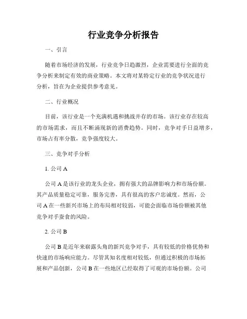 行业竞争分析报告