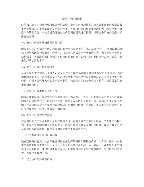 安全生产调查现状