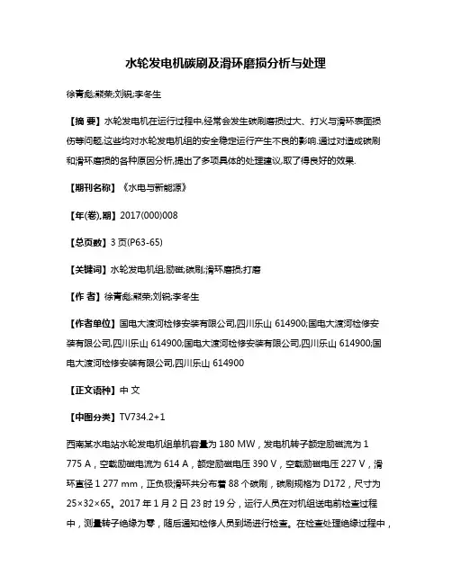 水轮发电机碳刷及滑环磨损分析与处理