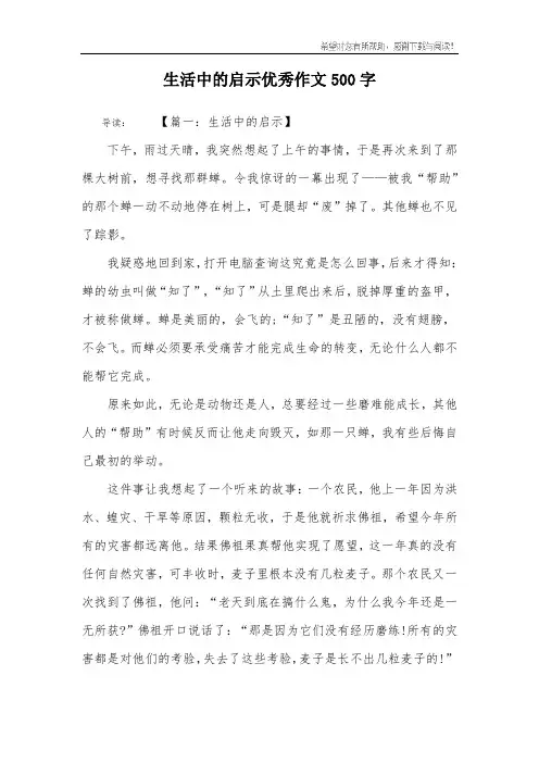 生活中的启示优秀作文500字