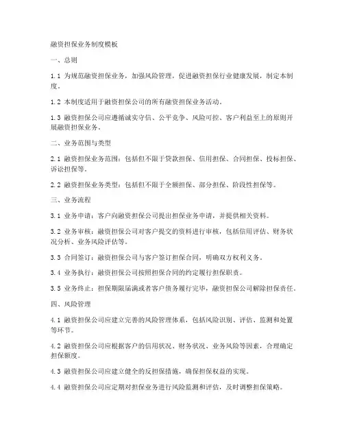 融资担保业务制度模板