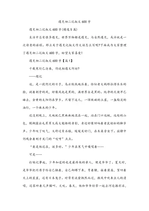 遇见初二记叙文600字