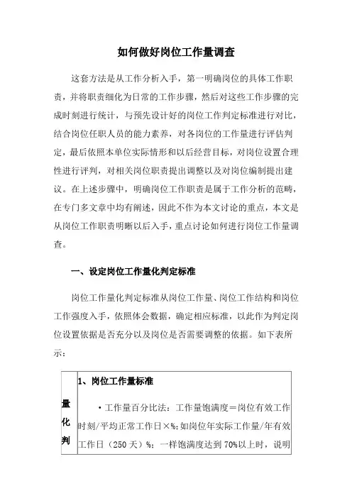 如何做好岗位工作量调查