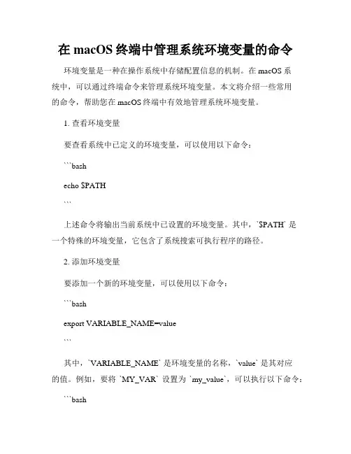 在macOS终端中管理系统环境变量的命令