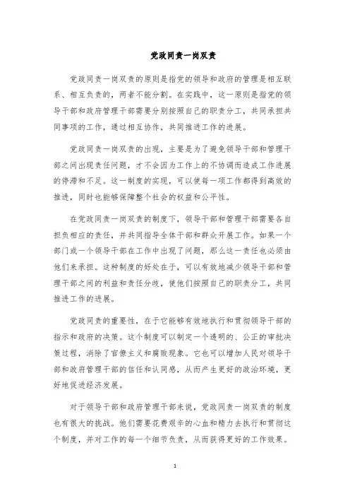 党政同责一岗双责