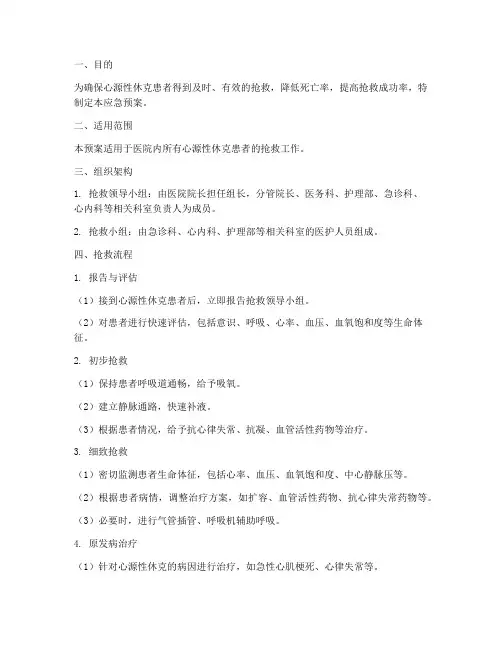 心源性休克抢救应急预案