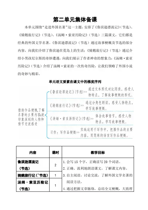 部编六年级语文下册第二单元集体备课教案(表格式打印版)