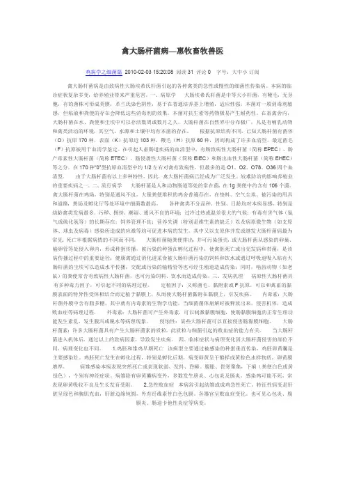 禽大肠杆菌病