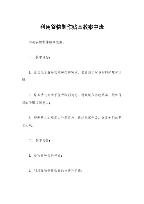 利用谷物制作贴画教案中班