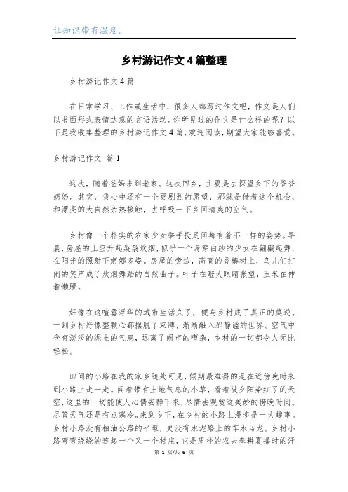 乡村游记作文4篇整理