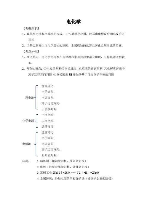 2018年高考化学二轮专题复习-讲义：电化学