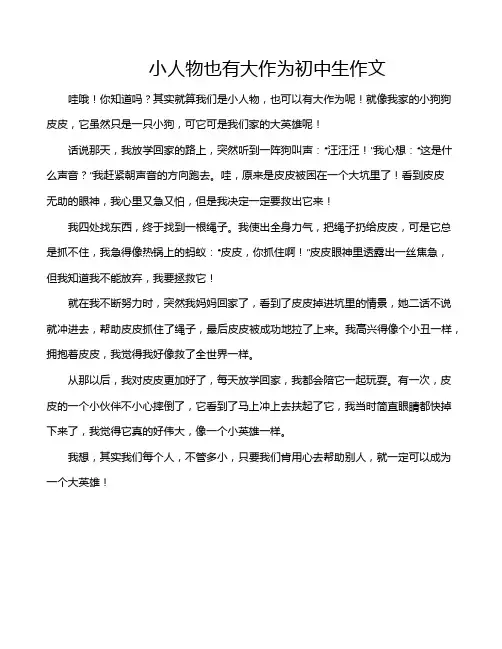 小人物也有大作为初中生作文