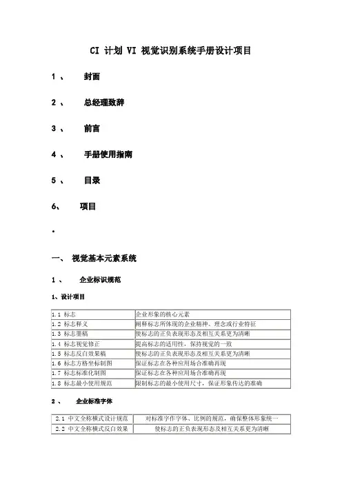 CI 计划 VI 视a觉识别系统手册设计项目(免费下载)