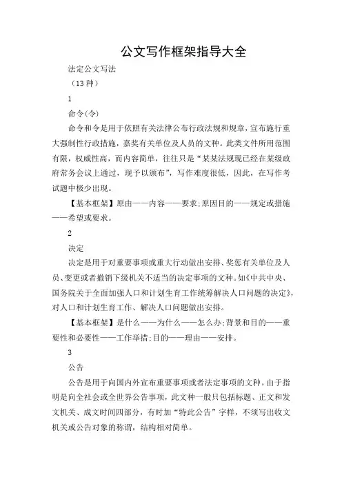 公文写作框架指导大全