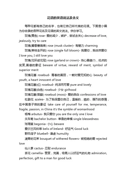 花语的英语说法及含义