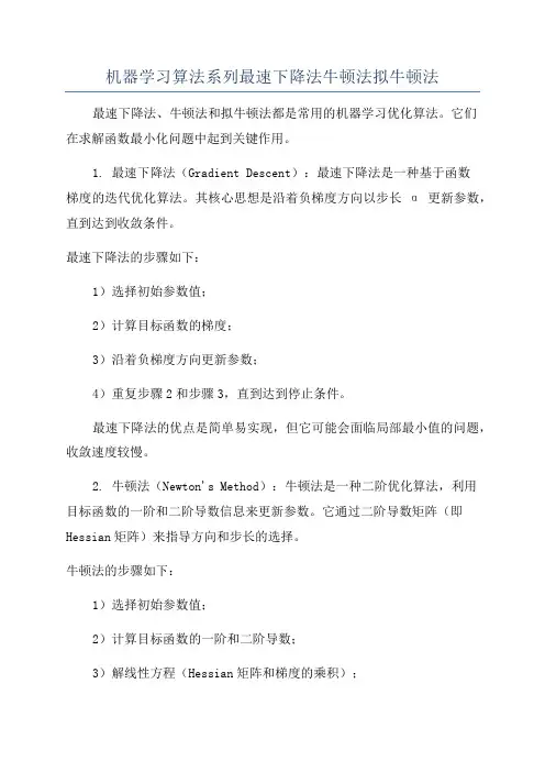 机器学习算法系列最速下降法牛顿法拟牛顿法