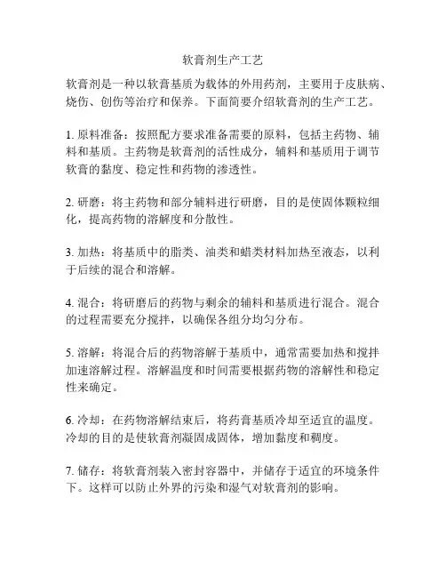 软膏剂生产工艺