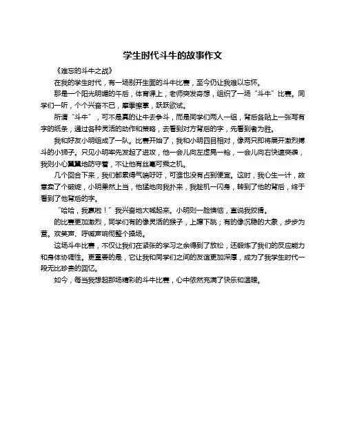 学生时代斗牛的故事作文