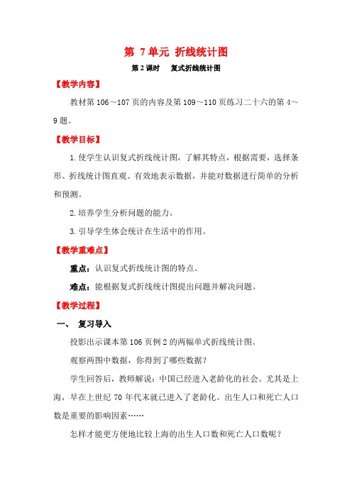 人教版五下数学第2课时   复式折线统计图公开课课件教案