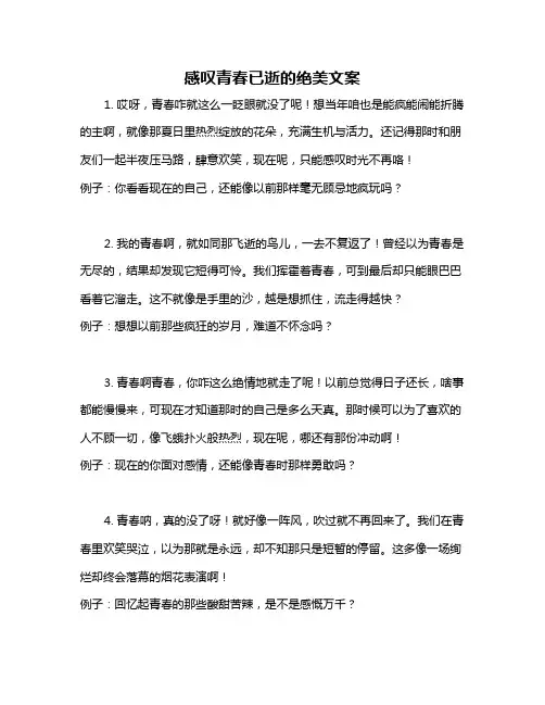 感叹青春已逝的绝美文案