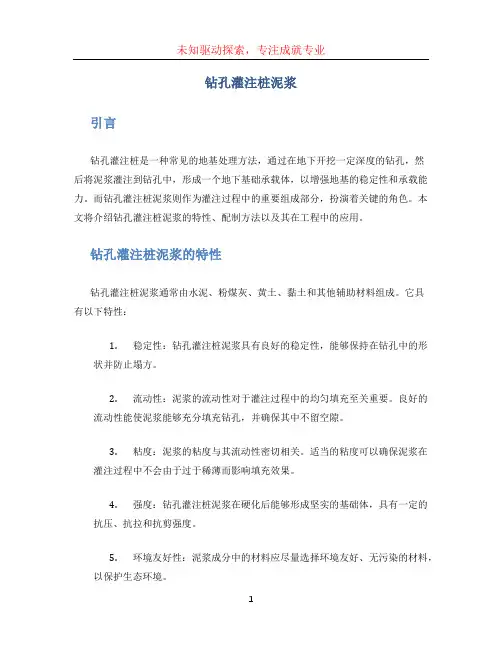 钻孔灌注桩泥浆