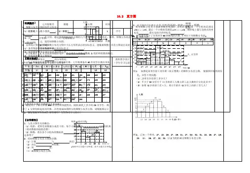 新人教版 数学 七年级数学下册 第十章 数据的收集、整理与描述 10.2直方图导学案