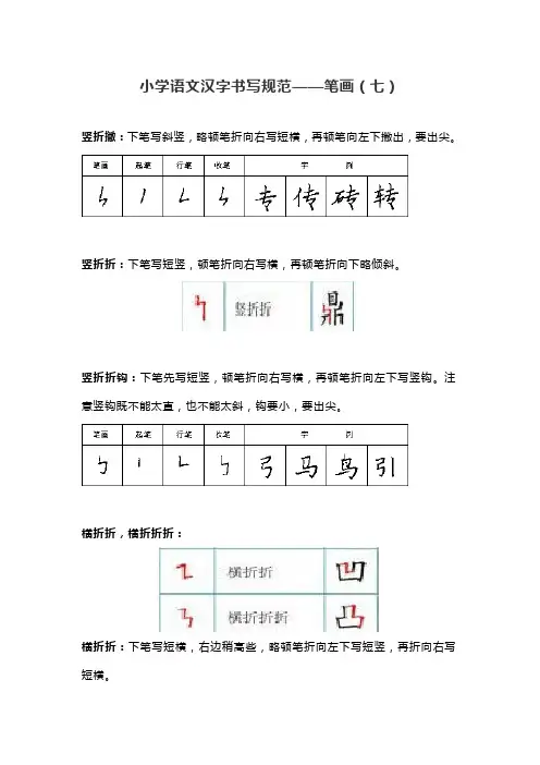 小学语文汉字书写规范笔画(七)